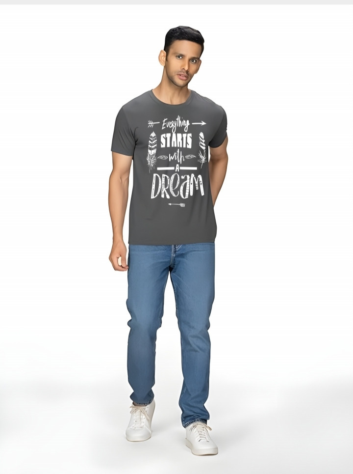 Hunter Men's gray round neck T-shirt D2