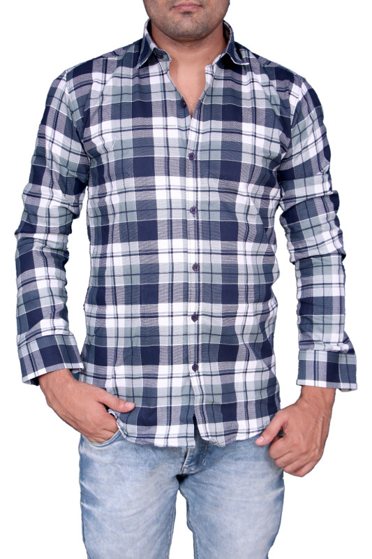 Hunter men's green blue checks shirts A6