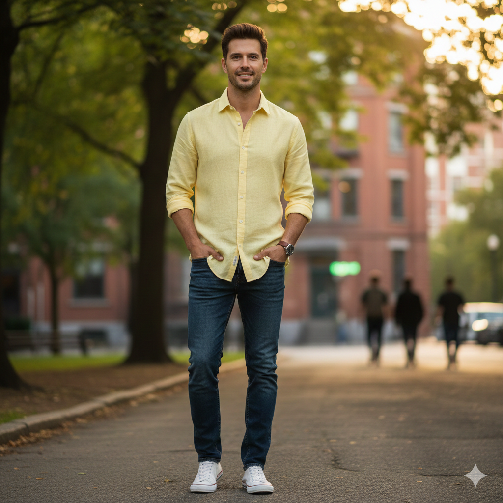 Hunter Man's  light yellow colour shirts