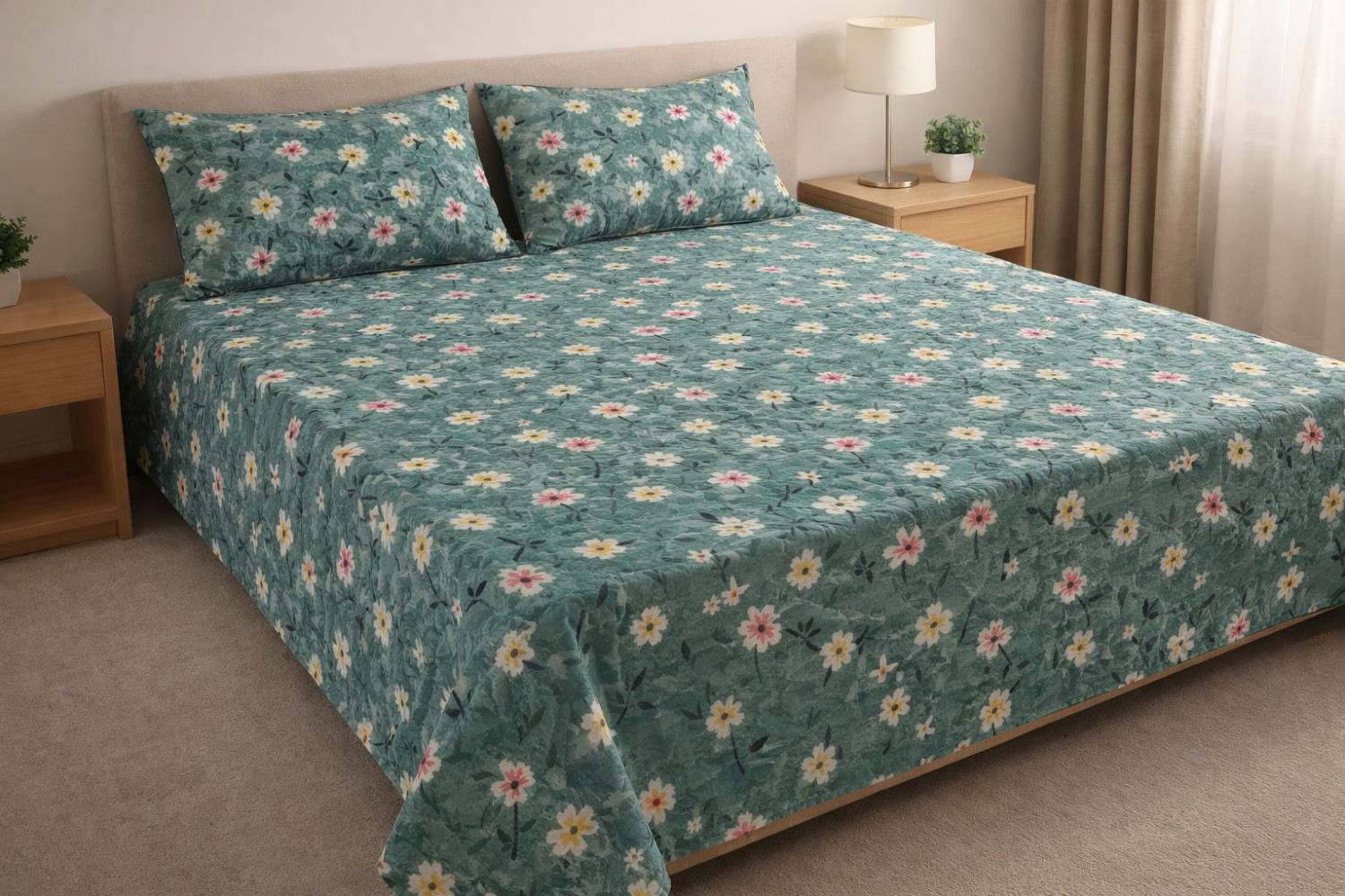 Hunter Teal green checkered bedsheet