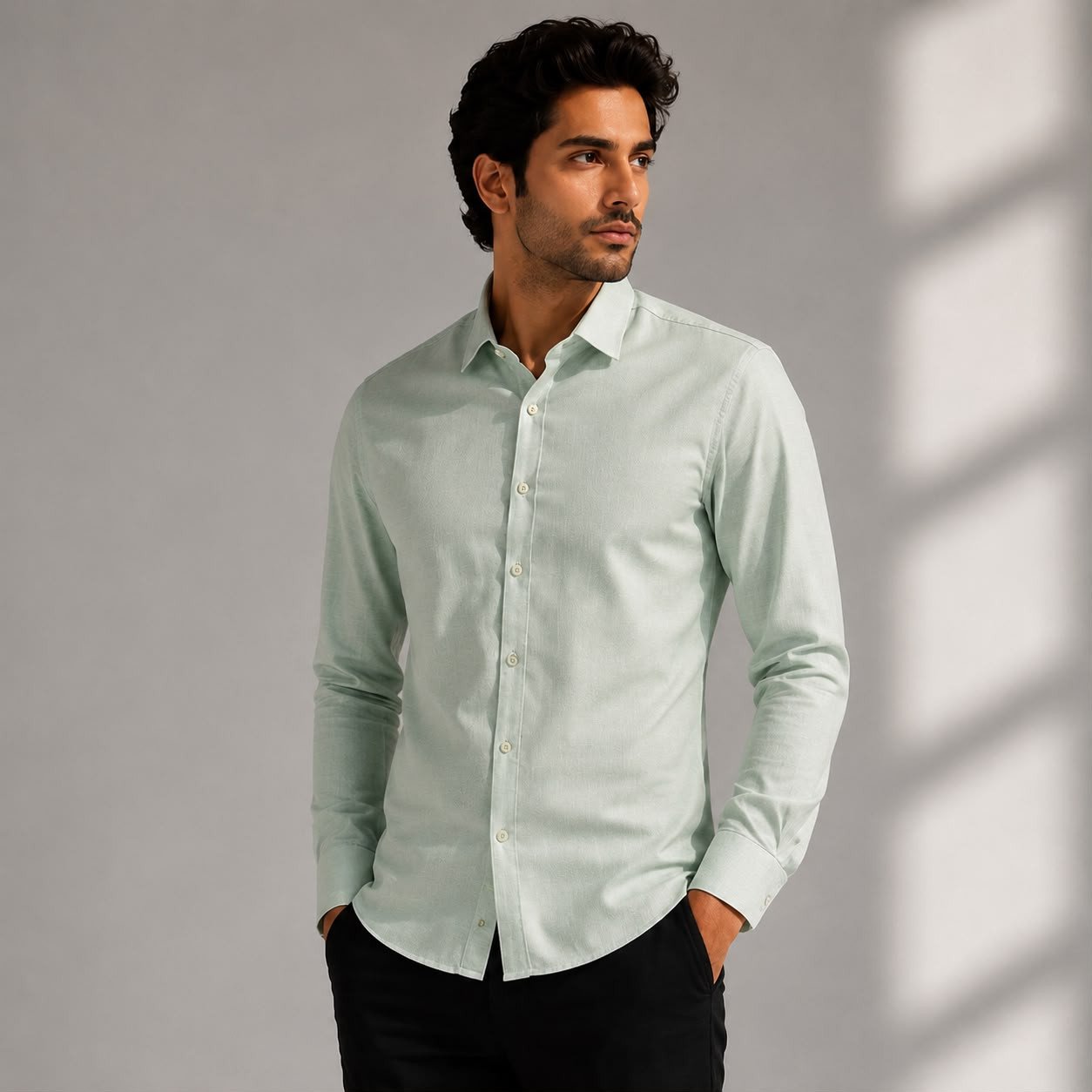 hunter Man's mint green classic collar Shirt