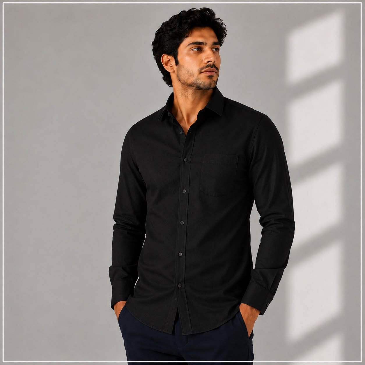 Hunter Man's regular black formal shirt