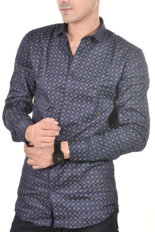 Hunter men's navy blue printed shirts A7