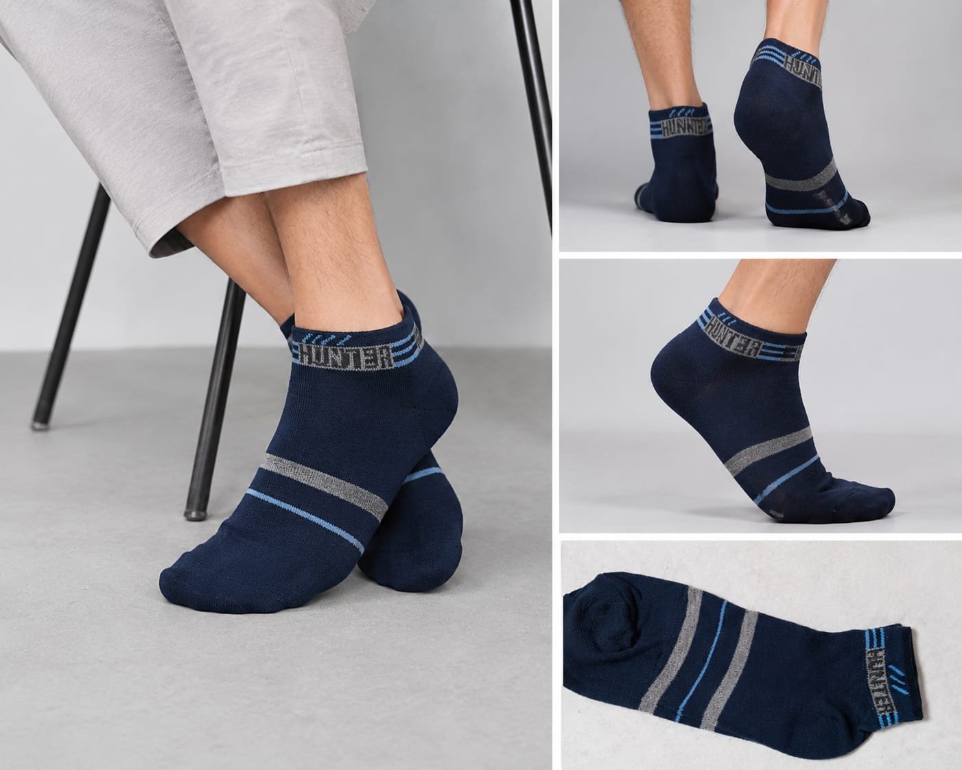 Hunter Man's Blue Ankle Sock