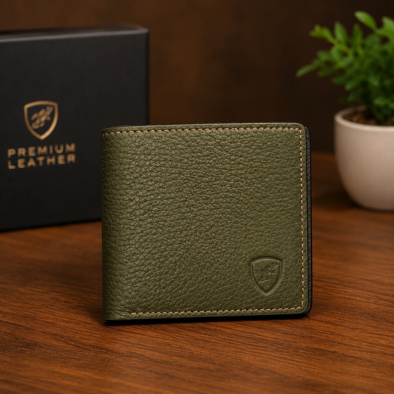 Hunter Men's Formal dark green leather wallet 03
