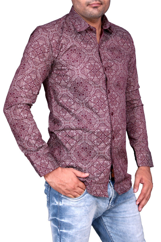 Hunter's men mahroon printed shirts A2